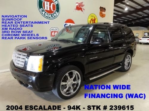 04 escalade awd,sunroof,nav,rear dvd,htd lth,3rd row,chrome 22&#039;s,94k,we finance!