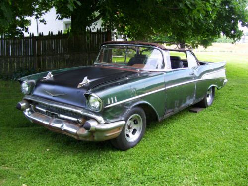 1957 chevy chevrolet belair convertible conv project car barn find nostalgic