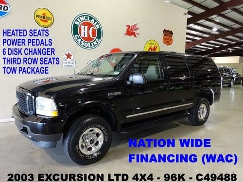 03 excursion limited 4x4,v10,rear dvd,htd lth,6 disk cd,16in whls,96k,we finance