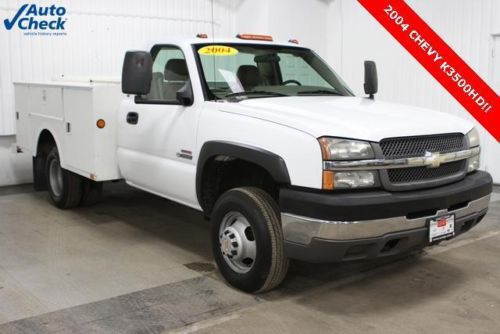 Used 04 chevy k3500hd 4x4 regular cab stahl utility box 6.6l duramax diesel auto