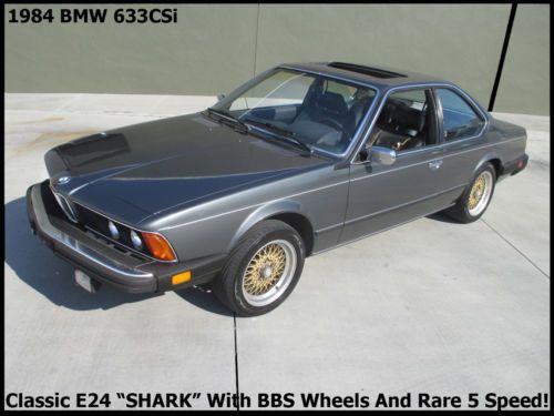 Cool classic 1984 bmw 633csi e24 shark! rare 5 speed + 16&#034; bbs + 99% rust-free!