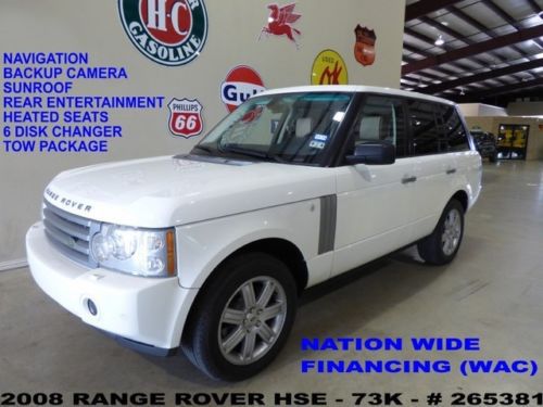 08 range rover hse,sunroof,nav,back-up,rear dvd,htd lth,19in whls,73k,we finance