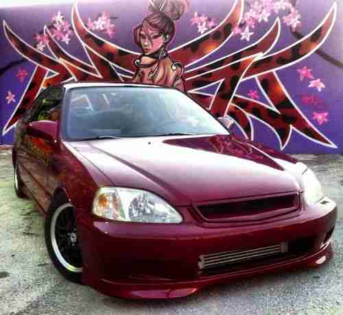 Sell used Honda Civic EK Coupe 2 Door Turbo WITH AC ISF Red Built SOHC ...