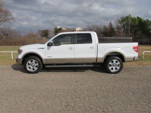 2013 f150 super crew lariat 4x4 wht/tan lthr nav roof 3.5l ecoboost 25k immac