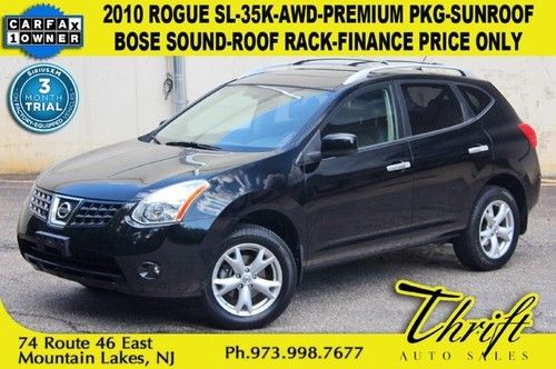 10 rogue sl-35k-awd-premium pkg-sunroof-bose sound-roof rack-finance price only