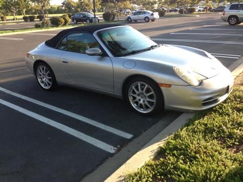 2002 porsche carrerra c2 cabriolet 911 96k miles 6 spd 18" wheels silver/black