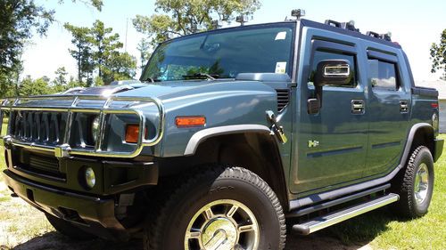 2006 hummer h2 sut base crew cab pickup 4-door 6.0l w extras gun metal blue