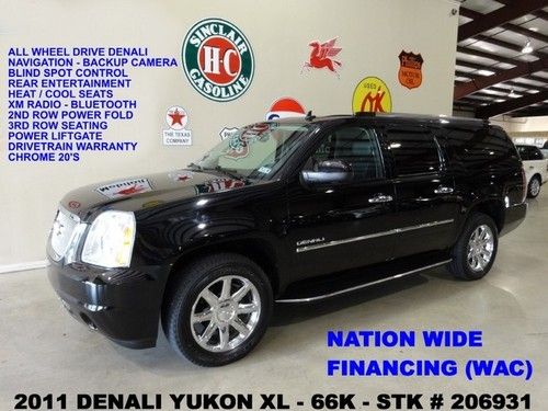 11 yukon denali xl,awd,sunroof,nav,rear dvd,htd/cool lth,bose,chrome 20's,66k!!