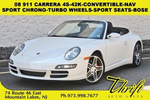 08 911 carrera 4s-42k-convertible-sport chrono-turbo wheels-nav-sport seats-bose