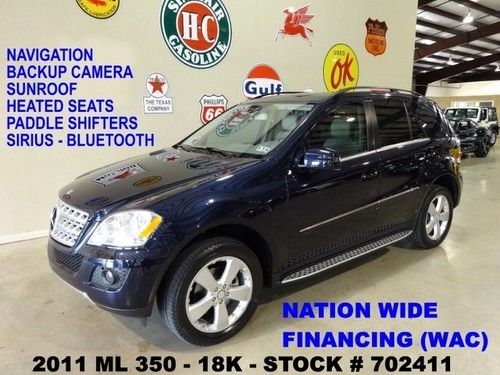 2011 ml350,sunroof,nav,back-up cam,htd lth,6 disk cd,19in whls,18k,we finance!!