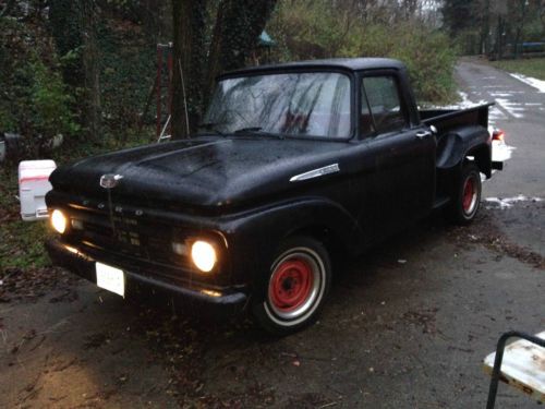 1962 ford f-100 short bed, sidestep, 3 speed v6, heat, clean title, no reserve!