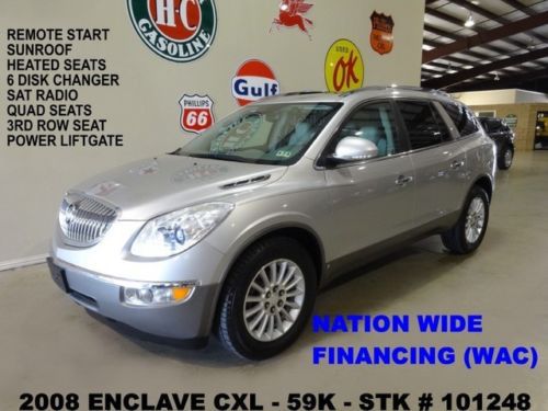 08 enclave cxl fwd,remote start,sunroof,htd lth,6 disk cd,3rd row,59k,we finance