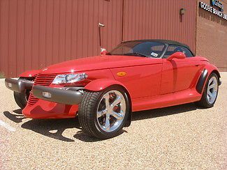 1999 red! plymouth prowler, hot rod, convertible, chrome wheels, clean carfax