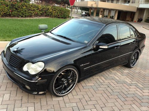 2002 triple black c32 amg mercedes-benz w/ custom susp. &amp; 20" staggered cec rims