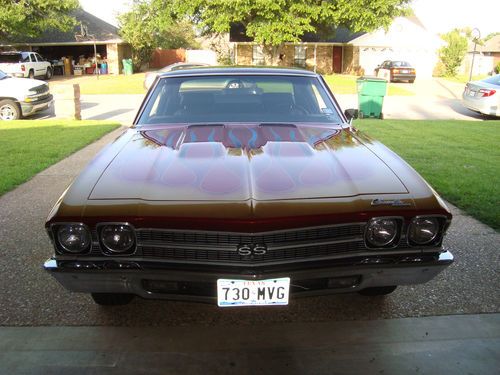 1969 chevrolet chevelle ss 396 engine 2-door coupe cherry red w/ flames accent