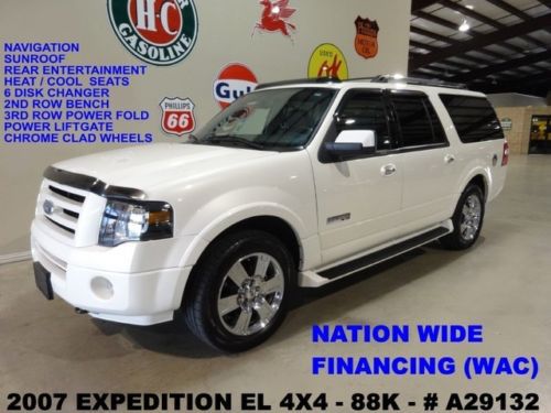 07 expedition el limited 4x4,sunroof,nav,rear dvd,htd/cool lth,chrome 20&#039;s,88k!!