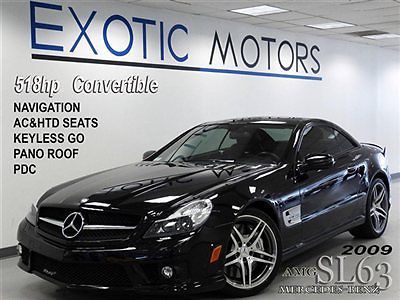 2009 mercedes sl63 amg nav a/c&amp;htd-sts p1-pkg pano keylesgo 518hp xenon hk-sound