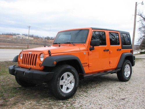 2012 jeep wrangler unlimited sport 4x4 jk auto 3.6l vvt hard top orange crush