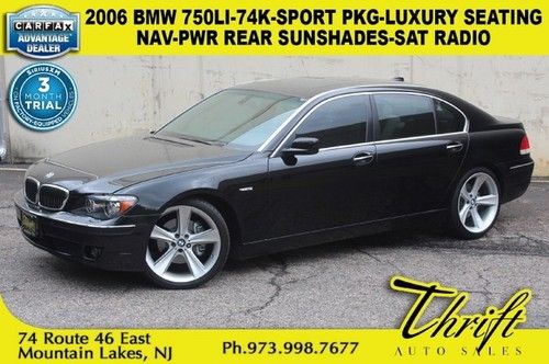 2006 bmw 750li-74k-sport pkg-luxury seating-nav-pwr rear sunshades-sat radio-