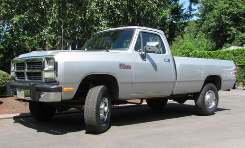 1991 dodge w20 standard cab pu cummins 16 valve automatic 4x4 one owner gorgeous