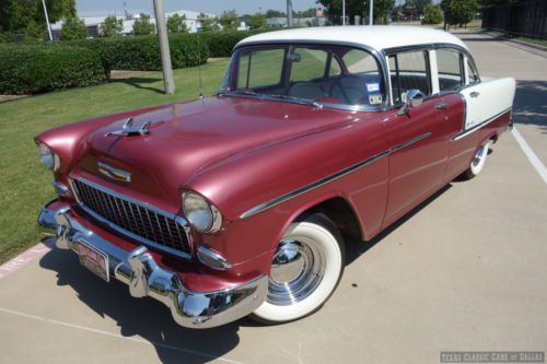 Rare dusk rose two-tone 1955 chevrolet belair 6-cylinder 4-door sedan - video