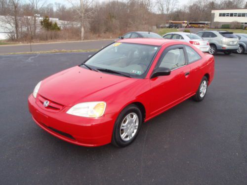 2001 honda civic lx 2dr coupe one owner 4cyl automatic pw pl pm 30+mpg new insp