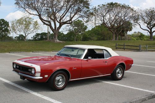 1968 chevrolet camaro convertible, manual, 327 2 barrel v8, red ext, black int