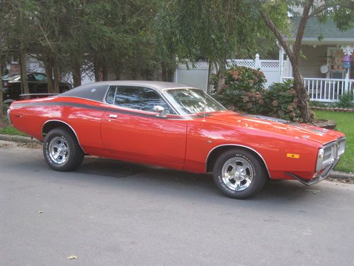 1972 dodge charger se, super bee badging, mopar, muscle car, hemi orange