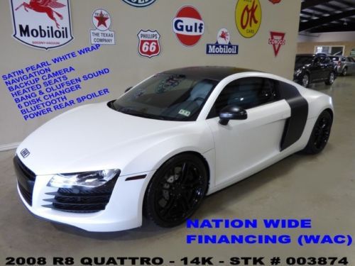 2008 r8,6 speed trans,car wrap,nav,back-up,htd lth,b&amp;o sys,19in black whls,14k!!