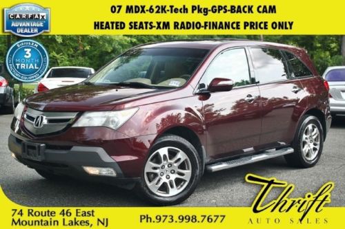 07 mdx-62k-tech pkg-gps-back cam-heated seats-xm radio-finance price only