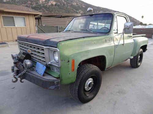 75 chevrolet k10 k1500 5.7l 350 v8 pickup truck stepside wench 4x4 manual projec