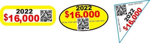 For sale sticker  with qr code  for buyers to scan call view vehicle  profile