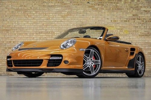 2009 porsche 911 turbo cabriolet! certified! rare nordic gold! carbon fibr! svcd