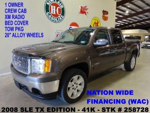 08 sierra 1500 crew cab sle tx edition 4x2,cloth,bed cover,20&#039;s,41k,we finance!!