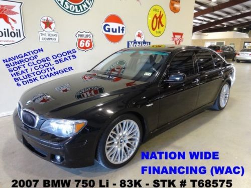 2007 750li,sunroof,nav,htd/cool lth,logic 7,6 disk cd,20in whls,83k,we finance!!