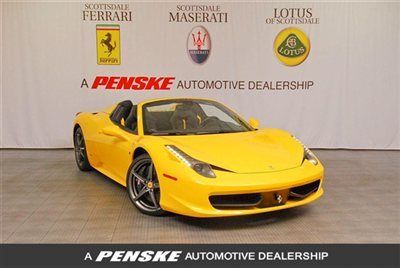 2013 ferrari 458 spider~carbon int~shields~yellow stitch &amp; piping~hi-fi sound~