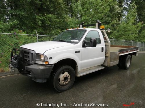 Ford f-450 flatbed pickup truck w/ 6.8l v10 powerstroke warn m8000 winch