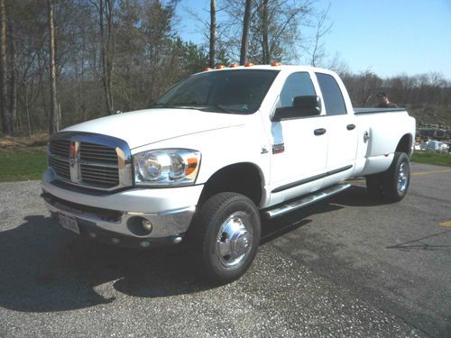 2007 white dodge ram 3500 truck pickup 4 x 4 slt drw 4 door heavy duty gooseneck