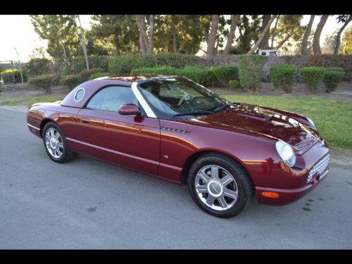 04 t-bird convertible, merlot, sand leather interior, 1-owner, so. cal. car.