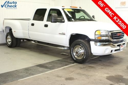 Used 06 gmc k3500hd crew cab slt 4x4 6.6l duramax diesel allison dvd leather