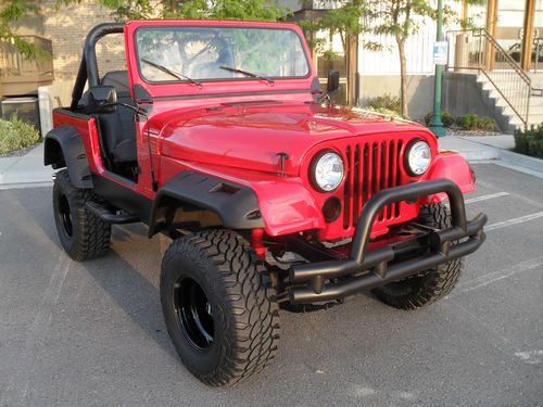 1978 red cj7 show jeep 4x4 v8 304 air lockers pro comp tires