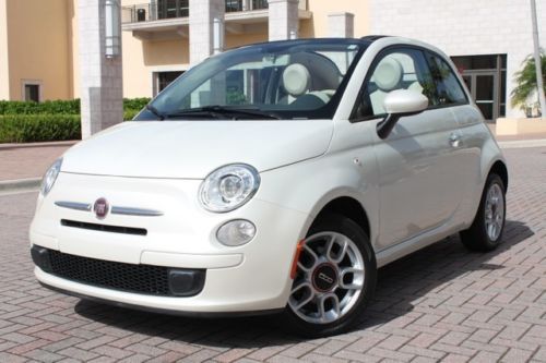 2012 fiat 500 pop cabrio 1 owner, bianco perla, clean carfax, florida car!