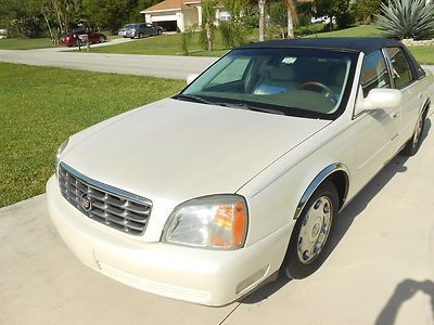 2002 cadillac deville dhs pearl white chrome wheels landau roof heated seats