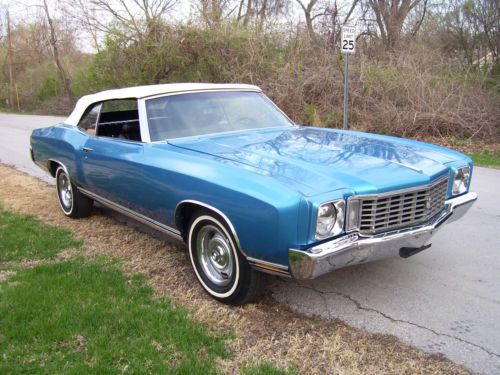 Find used Rare Marina Blue 1972 Chevy Monte Carlo Convertible Very ...