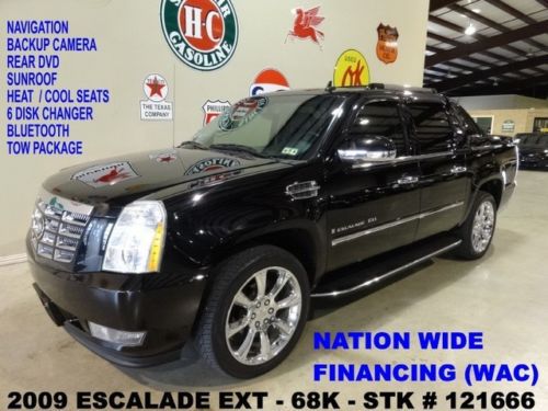 2009 escalade ext,sunroof,nav,rear dvd,htd/cool lth,chrome 22&#039;s,68k,we finance!!