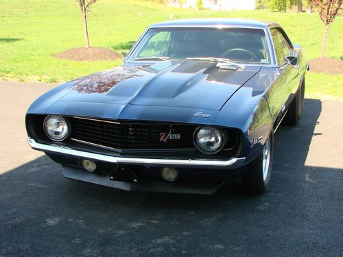 1969 pro street camaro, blue w/black stripes, excellent condition