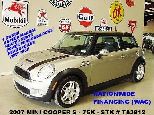 2007 cooper s hardtop,turbo,6 speed trans,htd lth,16in whls,75k,we finance!!