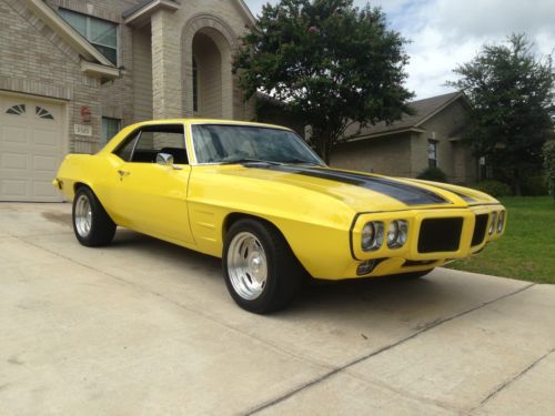 1969 pontiac firebird hard top yellow with black racing stripes