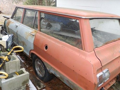 1965 chevy nova 2 ii wagon project car nice street rod w/ motor &amp; trans no res !