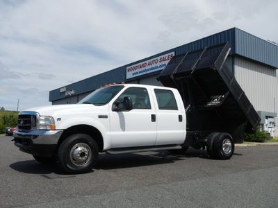 4x4 crew cab 10 foot dump flat bed new tires xlt v10 6 spd gooseneck very nice